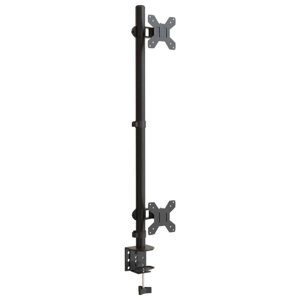 Supporto da tavolo per 2 monitor, in acciaio nero, VESA 75 100 mm, regolabile in altezza, orientabile, inclinabile, per ufficio, gaming, soggiorno, angolo di visione ottimale