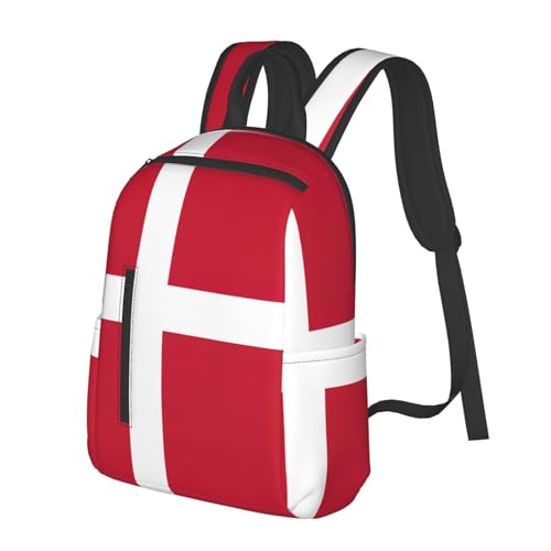 Danish Flag Printing Backpacks Lightweight With 1 Main Compartment, Shoulder Rucksack Carry On,Outdoor Travel Bags2