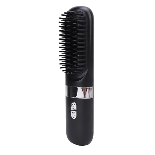 Plancha para el cabello en forma de cepillo, 1500 mAh, portátil, con iones negativos, para alisar y rizar, uso dual, para mujeres miniatura 1