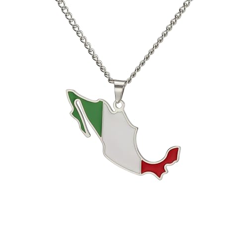 Collar Mexicano De Plata Esterlina 925 Para Mujeres Y Hombres, Mapa De México Con Ciudades Colgante Bandera Collar Rural, Collares 🔥