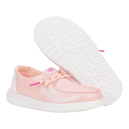 Image of HEYDUDE Kids Wendy Iridescent Sparkle (Little Kid /Big Kid) - Loafers for Kids - Canvas Upper - Cotton Lining