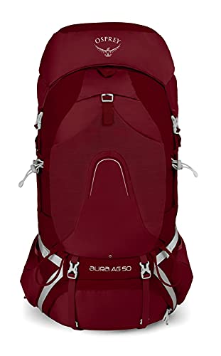 Osprey Aura AG 50 Women's Backpacking Backpack, Gamma Red , Small