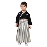 [スウィートマミー] Sweet Mommy キッズ 袴 ロンパース 家紋刺繍 キッズ 着物 紋付袴 和装 オーガニックコットン身頃 お宮参り お食い初め お正月 【つむぎ風・縦縞】ブラック 110