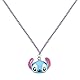 Disney Lilo & Stitch Blue Ohana Stitch Double Layered Necklace NH00922RL-16.PH