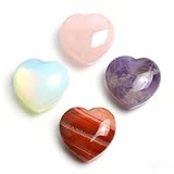 Ruispeed 4er Set Herz-Heilsteine – Natürliche polierte Sorgensteine aus Amethyst, Rosenquarz, Opal & Achat, ideal für Meditation, Reiki und als Geschenk für Frauen