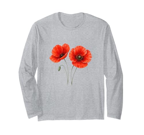 Coquelicots Rouge Coquelicot Fleur Nature Botanique Art Manche Longue