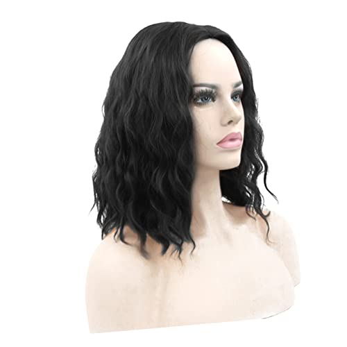 KALLORY Peruca De Cabelo Humano Encaracolado Perucas Femininas Peruca Preta Encaracolada Perucas Par