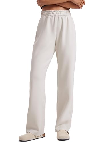 Recopilación de Chándales para Mujer que puedes comprar esta semana. 48 CRZ YOGA SoftAura Pantalones de chándal de Pierna Ancha Mujer Modal de Cintura Alta de Viaje Casual de 31' Blanca Lechosa Chico