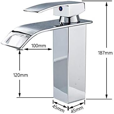 Mitigeur d'évier cascade carré en laiton chromé pour lavabo de salle de bain