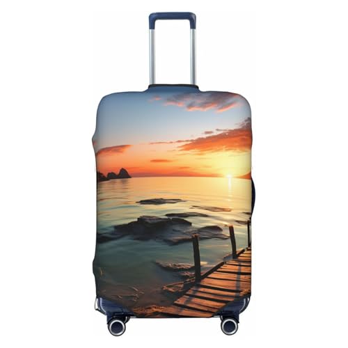Travel Luggage Cover Fashion Suitcase Protector Seascape Sunset Ocean Beach Spandex Baggage Covers Washable Suitcase Covers Anti-Scratch Luggage Cover Protectors Fits 18-32 Inch Suitcases Small