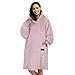 Produktbild Tirrinia Fleece Hoodie Decke Sweatshirt Bequem Tragbare Decken Geschenk für Erwachsene Männer Frauen Jugendliche Frau Freundin Standardgröße Rosa