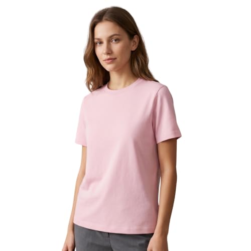 Image of NOBERO 100% Cotton T-Shirts for Women Stylish | Regular Fit | Solid T Shirts for Women 180 GSM Combed Cotton | Crew Neck Half Sleeve