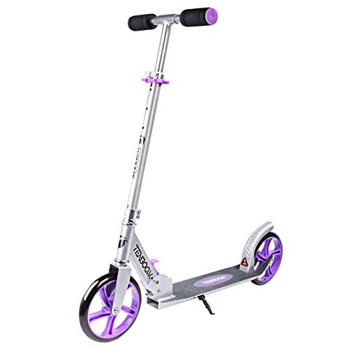 TENBOOM Trottinette pour enfants de 8 à 12 ans, pliable à grandes roues, réglable en hauteur pour adultes et enfants (012D noir) Cover