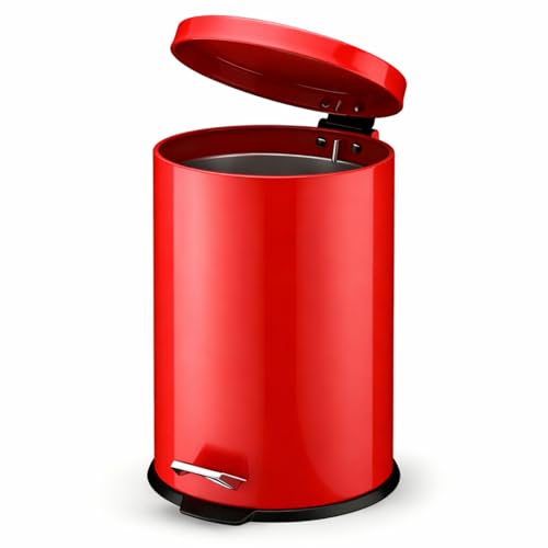 Image of Geetery 6 Gallon Red Oil Rag Safety Can Waste Oil Container 16 inch x 12 inch | Metal Can with Galvanized Steel Liner, Foot Operated, Self-closing Lid, for Flammable Solvents /thinners /oil Rags