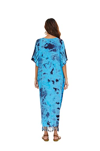 Image of Beautybatik Women Hippie Tie Dye Caftan Kaftan Loungewear Maxi Plus Size Long Dress XL to 4X