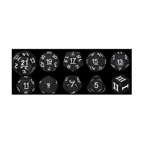 Mother of All Cursed Dice Set - Black - Set of 10 Unusual Odd Sided RPG dice - D3, D5, D7, D9, D11, D13, D15, D17, D19 and D21