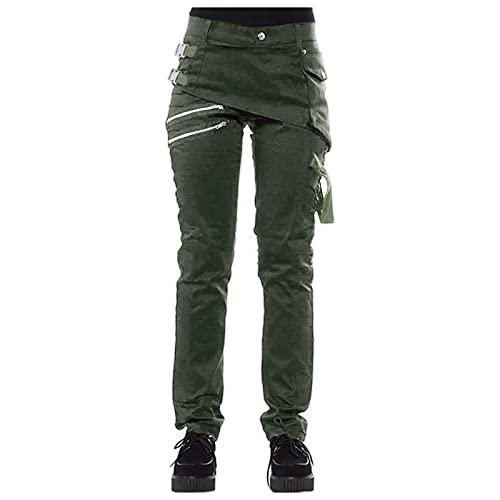 URIBAKY Halloween Slim Steampunk Denim Pants Femmes Côté Beau Pantalon Rétro Gothique, Taille Haute Elastique Pantalon de Compression Sport Collant Fitness Course Chic Butt Lift Leggings