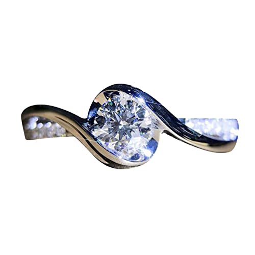 Argent Forme Géométrique Super Flash Strass Anneaux Femmes Mode Pleine Zircon Bague Bijoux Dames Bagues Pour Femmes Taille 5 11 Buffet Bagues Robe à Rayures, argenté, 10
