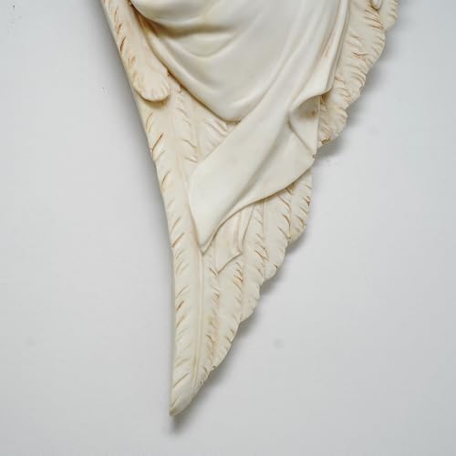 Image of DDSS DD-358 Holy Family of Mother Mary, Joseph, Jesus Christ Idol Statue Sculpture, Wall Hanging Home Decor in Poly Stone Ivory Marble Finish Size: 30cm X 15cm