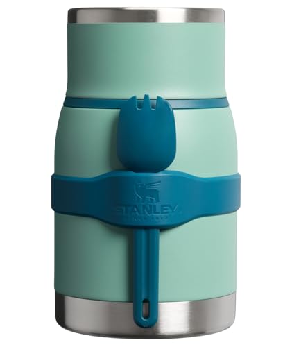 Image of STANLEY Adventure To-Go Food Jar and Spork 24 oz | Vacuum Insulated Food Container | Wide Mouth Screw On Lid | Packable for Travel | Stainless Steel with Leakproof Lid | BPA-Free | Spring Green