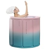 Ergonomic Foldable Bathtub for Adults, Deep Soak Portable Tub with Full Body Support for Relaxation, Home & Travel Use(B)