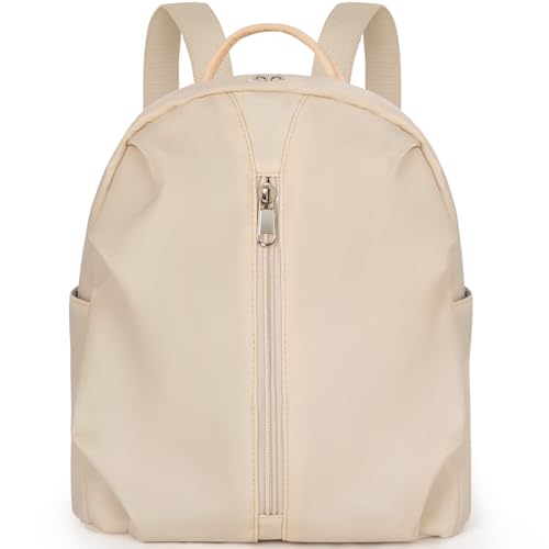 FREEAMG Mini Backpack for Women, Cute Light Weight Backpack, Purse Ladies Small Backpacks, Casual Daypack for Daily Travel, Beige