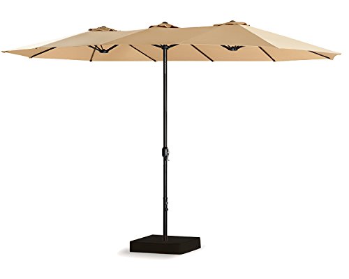 Patio Tree 15 Ft Outdoor Umbrella Double Sided Market Patio Umbrella With Crank 100 Polyester Base Included Beige Buy Online In Belize At Desertcart