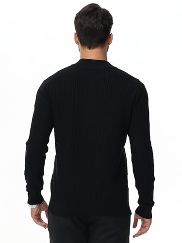 YuKaiChen Men's Quarter Zip Sweater Knitted Crew Neck Waffle Textured Casual Pullover Fashion Long Sleeve Sweaters2