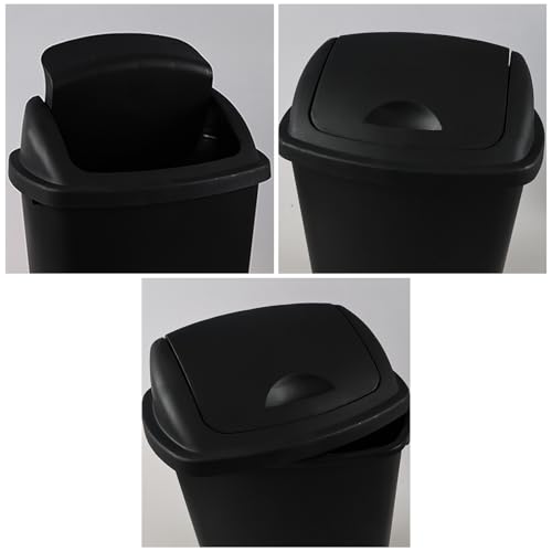 Pack de 4 canecas de basura de plástico negro 6 galones miniatura 4