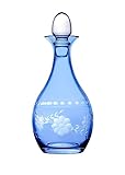 Godinger Liquor Decanter, Whiskey Decanter, Sangria Decanter for Cocktails, Spirits, and Barware Display, Blue Flower Design