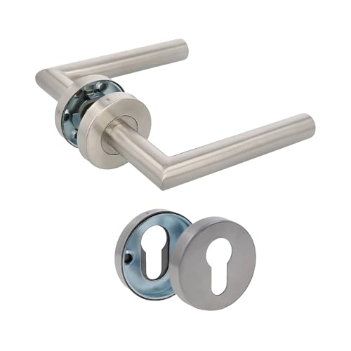 Amig - Türdrücker-Set mit Rosette Mod. 7RBX - Türgriffe aus Edelstahl - Für Innen- und Außentüren - Ergonomische Handkurbel - Inkl. Schrauben - Türklinke Außentür - Silber, 35/45, Edelstahl Amig - Türdrücker-Set mit Rosette Mod. 7RBX - Türgriffe aus Edelstahl - Für Innen- und Außentüren - Ergonomische Handkurbel - Inkl. Schrauben - Türklinke Außentür - Silber, 35/45, Edelstahl