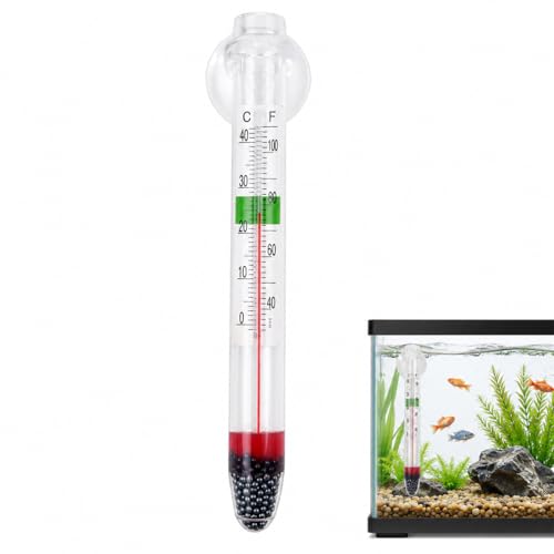 KAFZEL Thermomètre Aquarium à Ventouse, Mesure Précise de Température de l'Eau, pour Aquarium Eau Douce et Salée, Poisson et Reptile, Affichage Clair