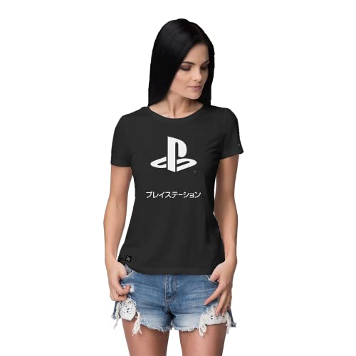 Camiseta Baby Look Playstation Katakana, Sony Playstation, Preto, G