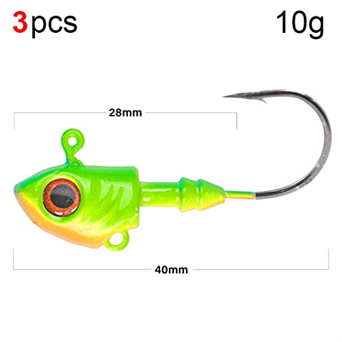 HNHYNSY Angelhaken 3pcs / 4pcs. Angelhaken 7G 10G 14G 20G 28G Fischkopf Fishhook Bachbetthaken 3D Augen Saltwater Bass… – Bild 3
