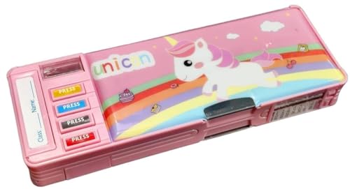 Image of Discover Unicorn Pencil Box for Kids, Magnetic Pencil Case for Girls Pop-Up Cases of Cute Pencil Box Perfect Gifts for Kids & Students Button Pencil Box for Girls for School