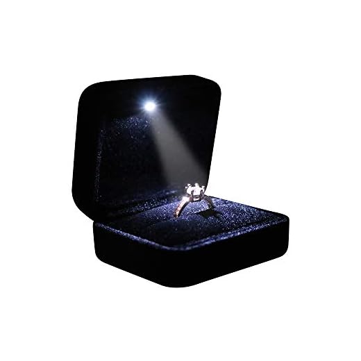 Omeet Velvet Metal Glossy with LED Jewelry Gift Box for Proposal, Engagement, Wedding - Easy to fit into Your Pocket or Handbag