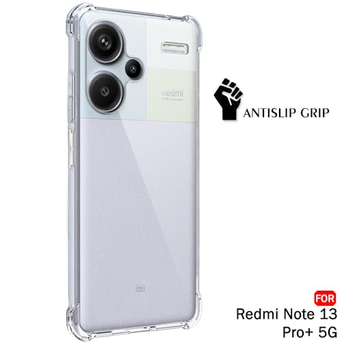 Image of TheGiftKart Crystal Clear Back Cover Case for Mi Redmi Note 13 Pro Plus 5G | Shockproof Soft TPU Case | Cushioned Edges for Ultimate Protection Back Cover Case (TPU, Transparent)
