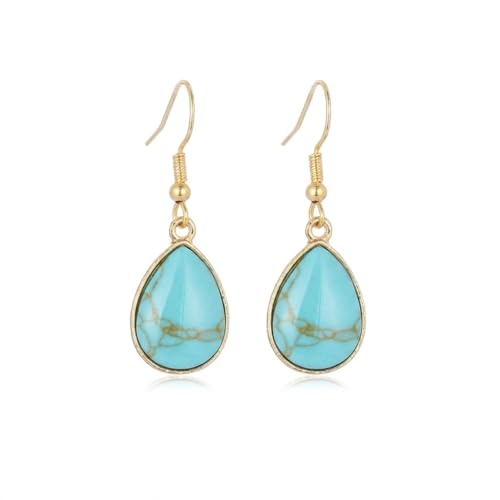 Turquoise Earrings for Women,Small 14K Plated Gold...