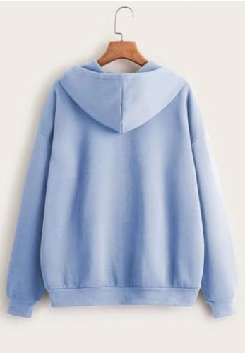 Image of Rabboni Women's Solid Zip-Up Hoodie Jacket | Full Sleeve Hooded Sweatshirt with Kangaroo Pockets | Casual Winter Wear Hoodie for Women