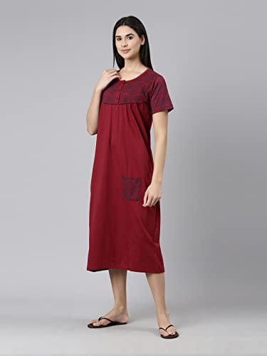 Image of KRYPTIC Womens Pure Cotton Printed Maxi Nightdress