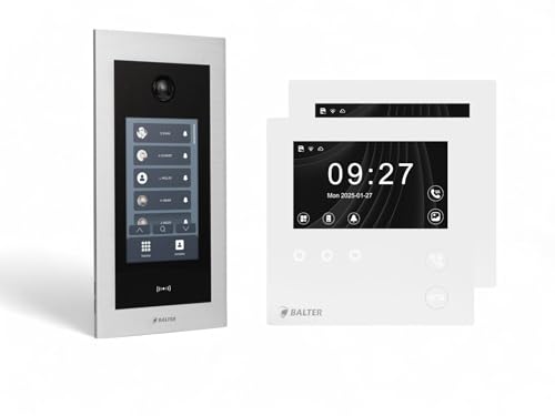 Schutzer Balter EVO HD Touch 7 - Videoportero para casa de 1 familia – Cámara Full HD, pantalla táctil 2x7, tecnología de 2 cables, monitor de 4,3 pulgadas, RFID, visión nocturna, empotrado