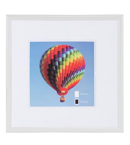 IDEAL TREND Bilderrahmen mit Klarglas quadratisch fotorahmen Kunststoff Posterrahmen Vintage Collage Picture Frame New Lifestyle: Farbe: Weiß | Format: 20x20