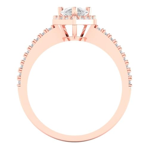 Clara Pucci 1.32 ct Pear Cut Moissanite 14k Rose Gold Halo Solitaire with Accents Wedding Engagement Bridal Promise Ring4