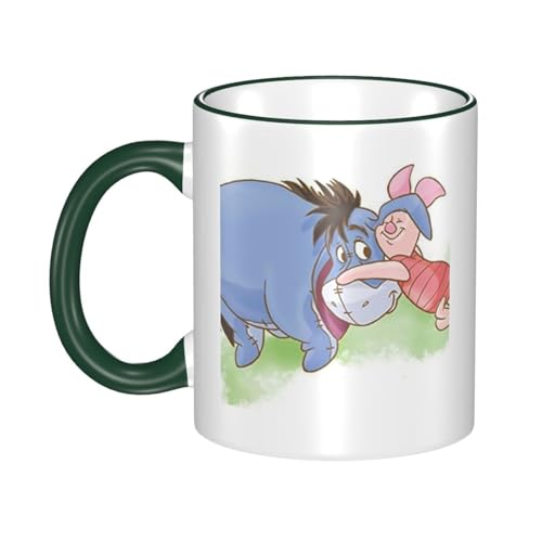 くまのプーさん マグカップ 保温・保冷 電子レンジ対応 コーヒーカップ 陶器 セラミック 耐高温 軽量 個性人気 誕生日プレゼント大容量 Dark Green