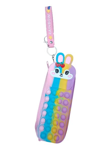 ABIRAMI Enterprises-Pop it Pockets for Young Ladies, Animation Pencil Case Pop It Toy, Pop it Writing Material Coordinator Unit Multifunctional Zipper Pouch, Return Gift for Youngsters (Multicolor-3)