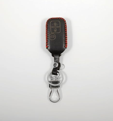 Image of Leather Smart Car Key Cover Case with Metal Hook Keychain for Suzuki Ignis, Baleno, Ertiga, Swift, Dzire (Black)