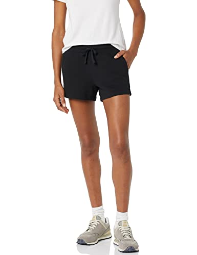 Amazon Essentials Damen-Fleece-Shorts mit Taschen, Schwarz, Größe M