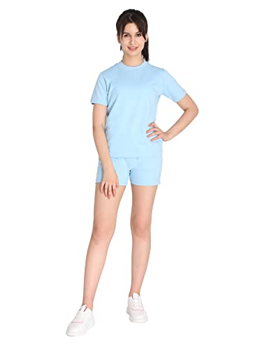 Image of CHKOKKO Women's Terry Cotton Loose Fit Half Sleeve Casual Style T-Shirt