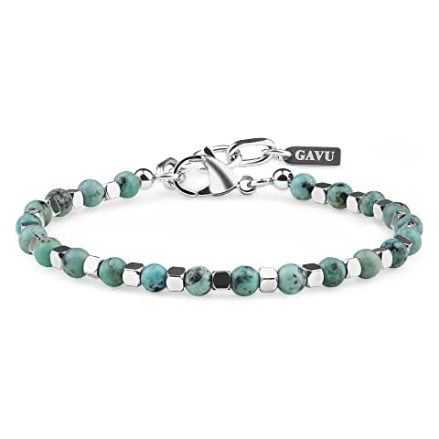 GAVU Pulsera Hombre Turquesa Africana Acero Inoxidable Cover