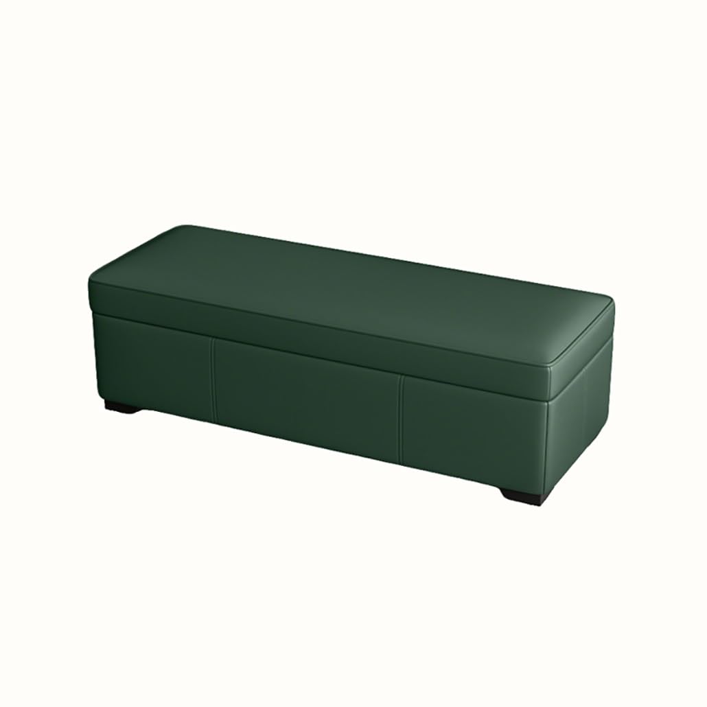 SXZenSpace Storage Benches End Of Bed Bench Large Upholstered Ottoman Leather Window With Shoe Cabinet For Bedroom Entryway Closet(Green,60x40x40cm)